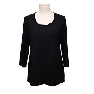 OSKA Black Long Sleeve Stretch Top Minimalist Pullover Sz 2